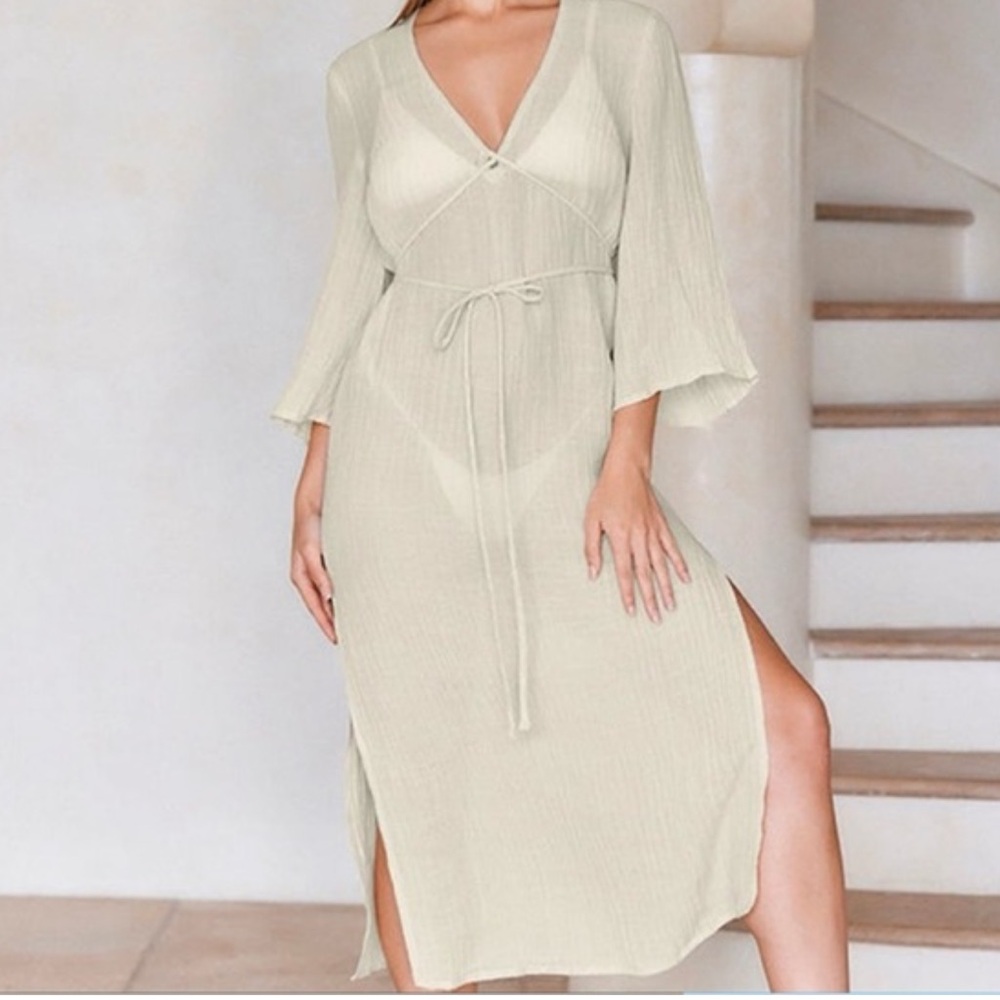 NWT Monday Swimwear Ravello Cover up vanilla crinkle